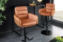 riess-ambiente Barhocker BIG GEORGE taupe/schwarz Echtleder 360° drehbar höhenverstellbar Bild 2