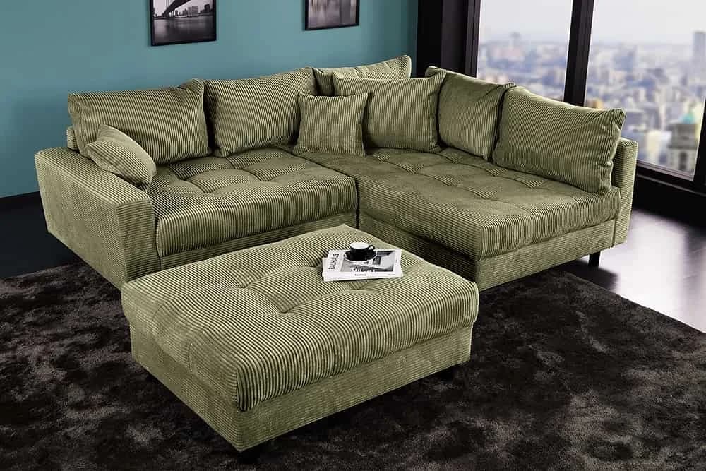 riess-ambiente Ecksofa KENT 220cm Grün Cord L-Form - Bild 3