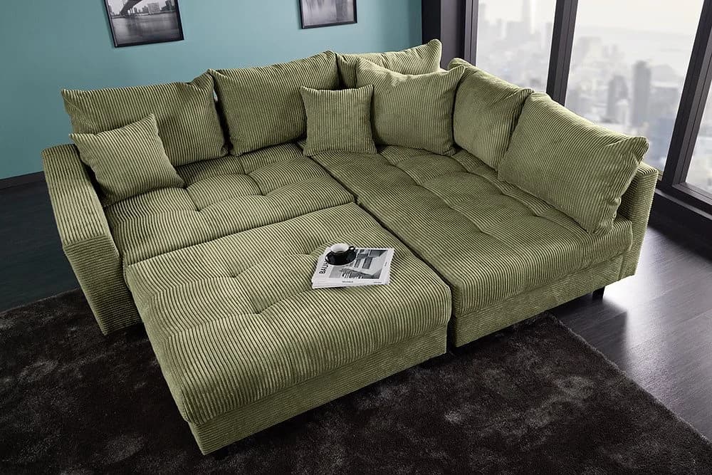 riess-ambiente Ecksofa KENT 220cm Grün Cord L-Form - Bild 4