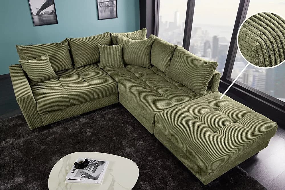 riess-ambiente Ecksofa KENT 220cm Grün Cord L-Form - Bild 5