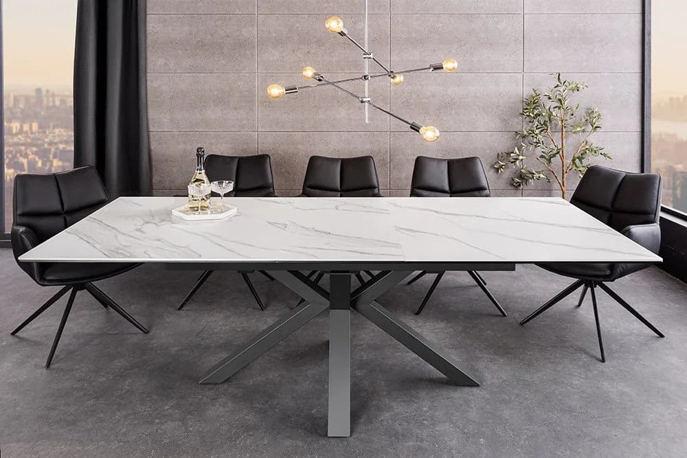 riess-ambiente Esstisch ETERNITY 160-200cm Weiß Schwarz Keramik Marmor-Design - Bild 2