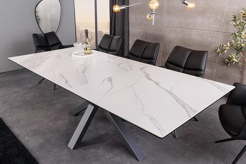 riess-ambiente Esstisch ETERNITY 160-200cm Weiß Schwarz Keramik Marmor-Design - Bild 4