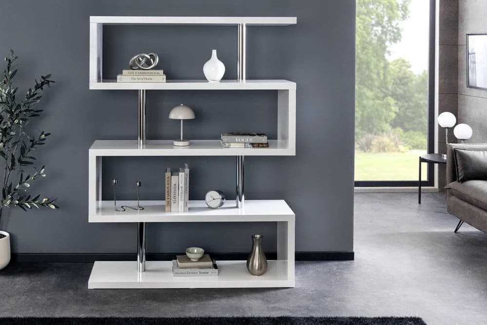 riess-ambiente Standregal SNAKE Weiß/Silber Modern