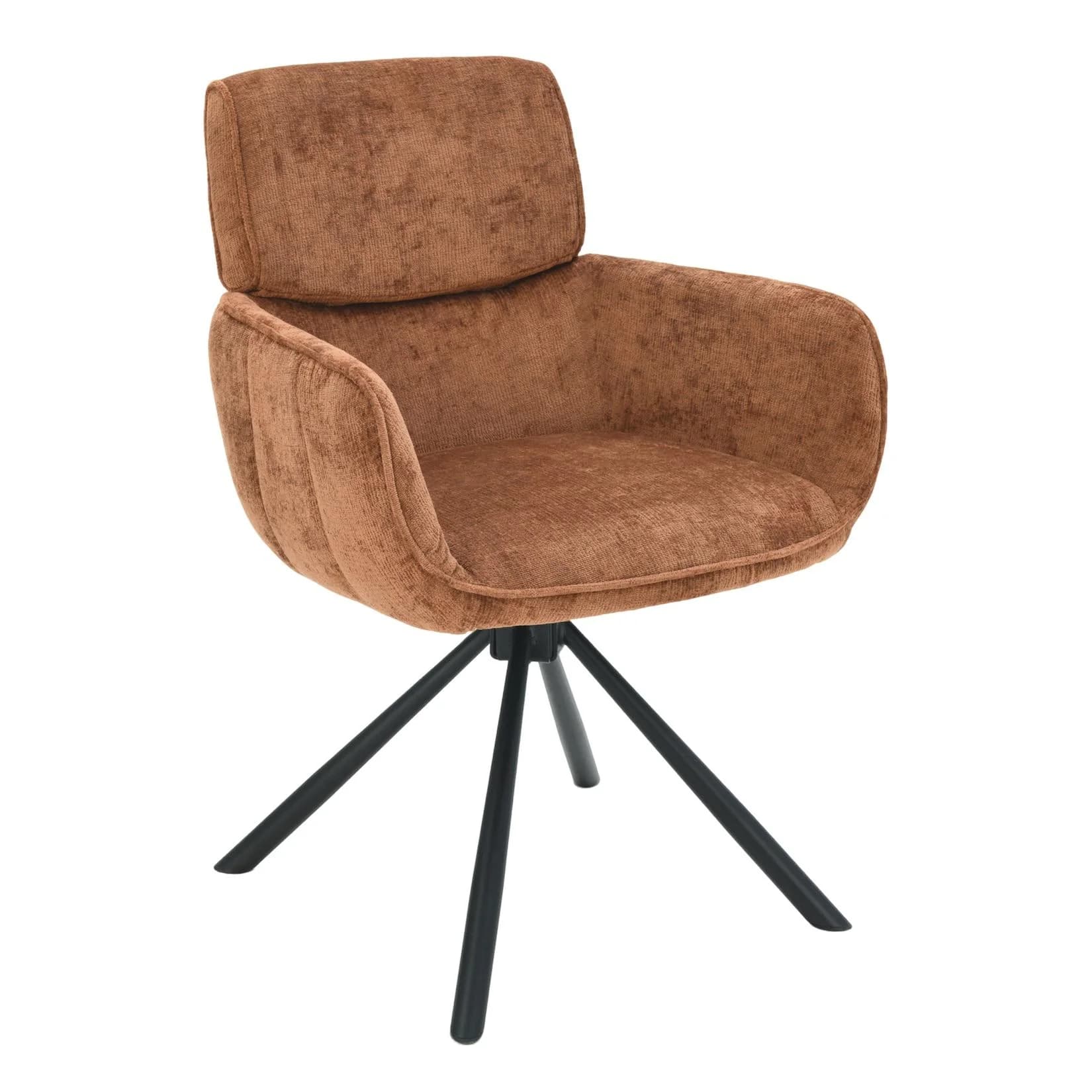 riess-ambiente Drehstuhl UNIQUE Rost-Braun Schwarz Chenille Metallgestell