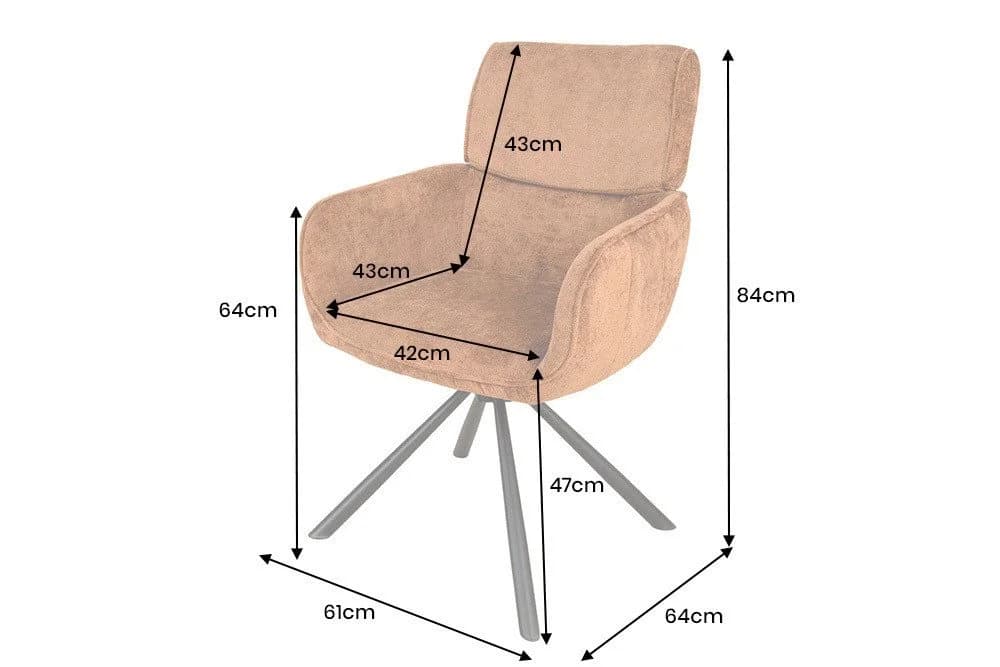 riess-ambiente Drehstuhl UNIQUE Rost-Braun Schwarz Chenille Metallgestell - Bild 5