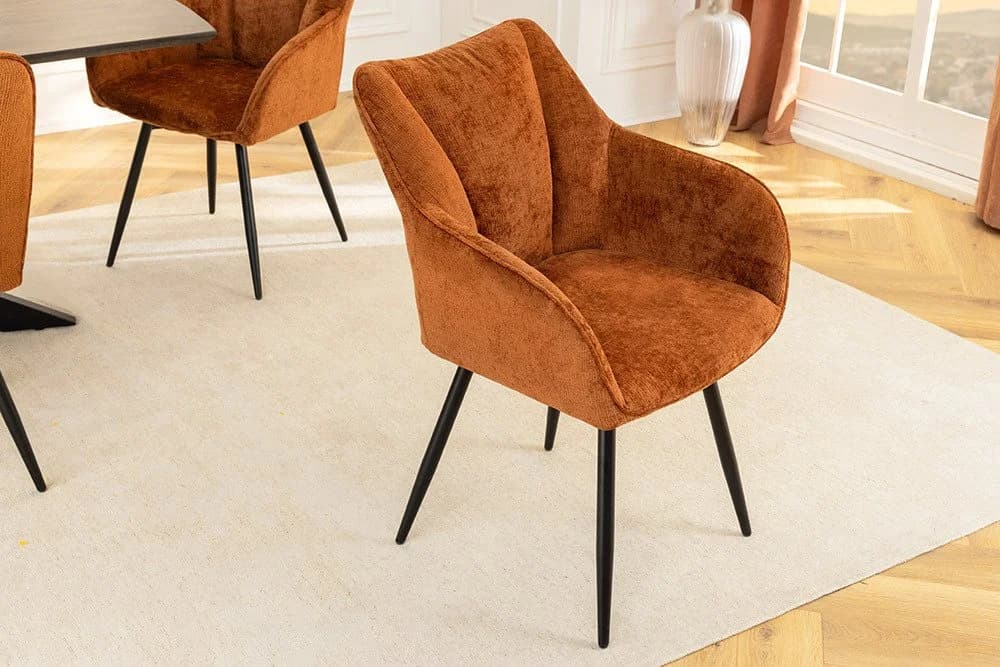 Riess Ambiente Drehbarer Retro Stuhl AVIGNON Rost-Braun Chenille - Bild 2