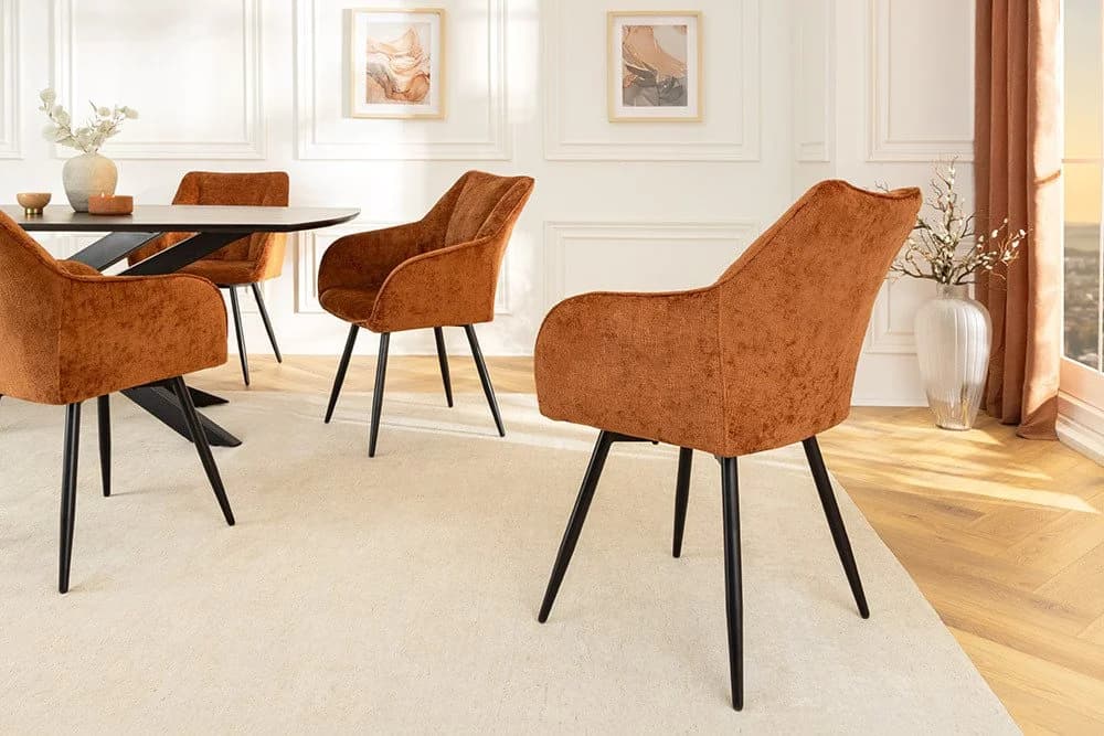 Riess Ambiente Drehbarer Retro Stuhl AVIGNON Rost-Braun Chenille - Bild 5