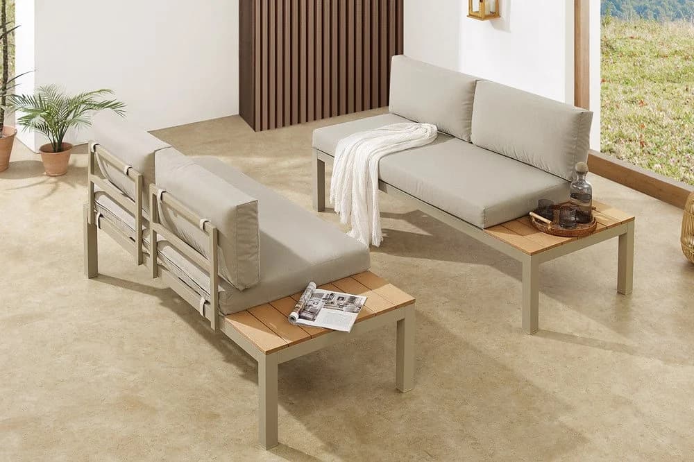 riess-ambiente Gartenlounge-Set ORLANDO 240cm Beige Grau Aluminium - Bild 2
