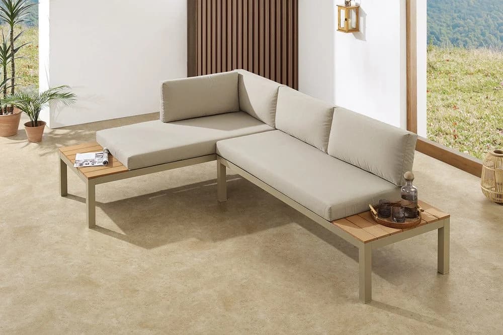 riess-ambiente Gartenlounge-Set ORLANDO 240cm Beige Grau Aluminium - Bild 3