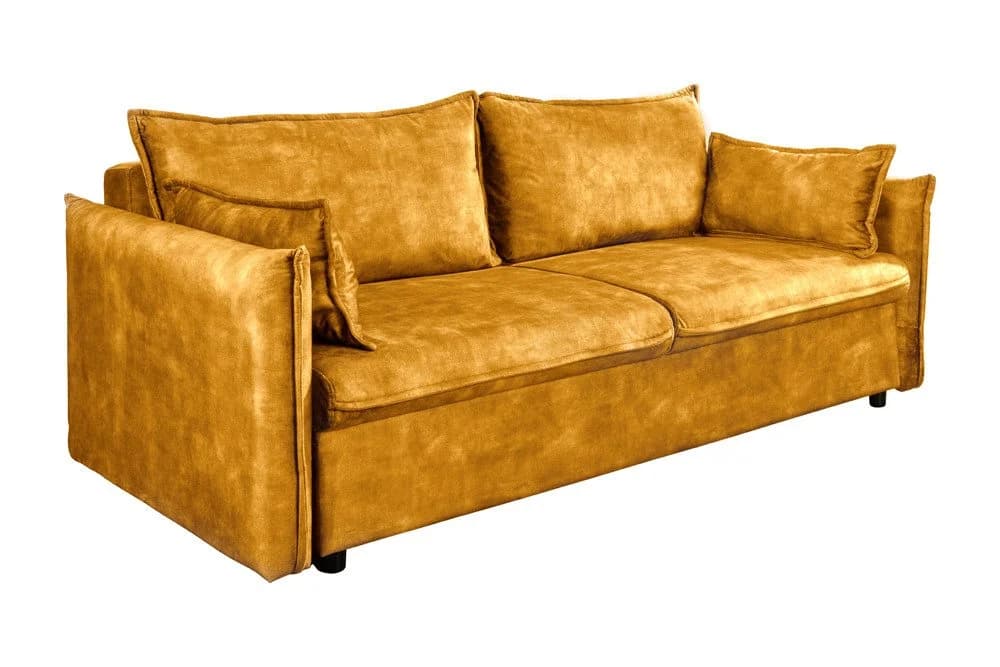 riess-ambiente Schlafsofa APARTMENT 215cm senfgelb Samt mit Bettkasten