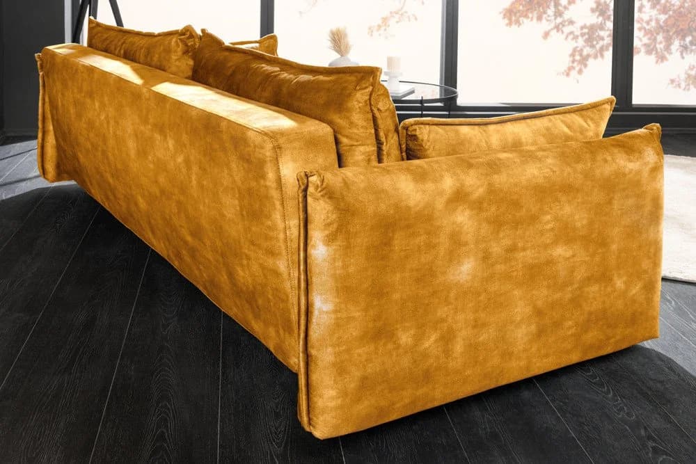 riess-ambiente Schlafsofa APARTMENT 215cm senfgelb Samt mit Bettkasten - Bild 3