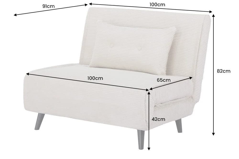 riess-ambiente Relaxsessel SMART MULTIFUNCTION 100cm Beige Cord Bettfunktion - Bild 4