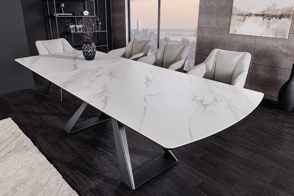 riess-ambiente Esstisch CONCORD weiß Keramik Marmor-Design ausziehbar - Bild 2