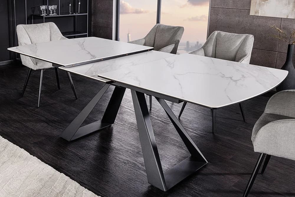 riess-ambiente Esstisch CONCORD weiß Keramik Marmor-Design ausziehbar - Bild 3