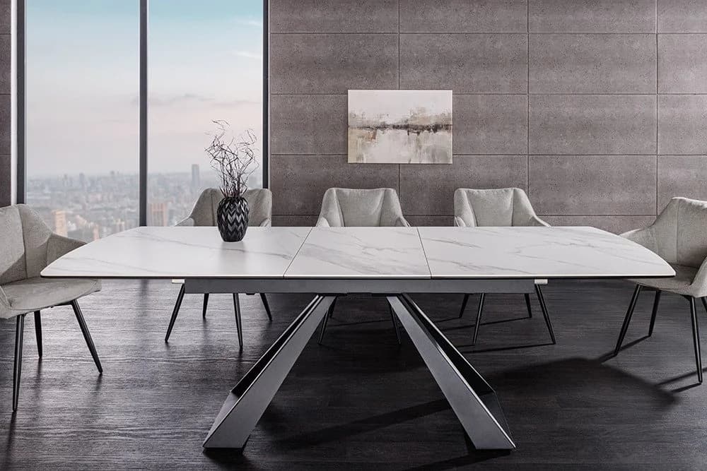 riess-ambiente Esstisch CONCORD weiß Keramik Marmor-Design ausziehbar - Bild 4