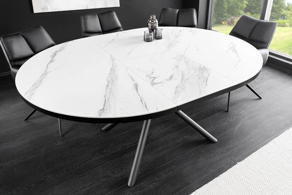 riess-ambiente Esstisch MIKADO Oval Ausziehbar Keramik Weiß/Schwarz - Bild 2
