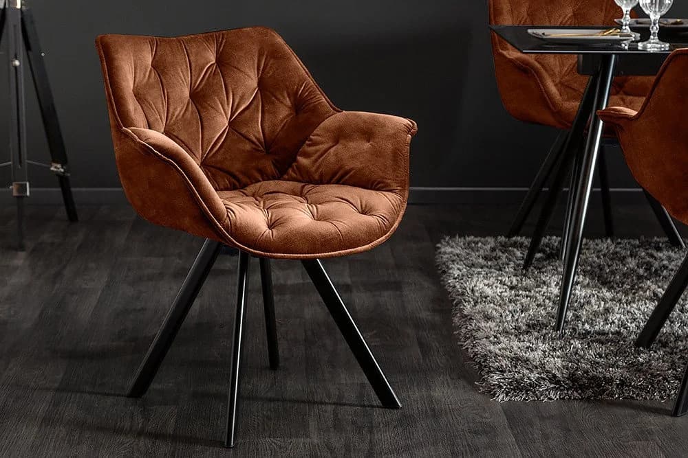 riess-ambiente Polsterstuhl THE DUTCH COMFORT rost braun Samt drehbar - Bild 2