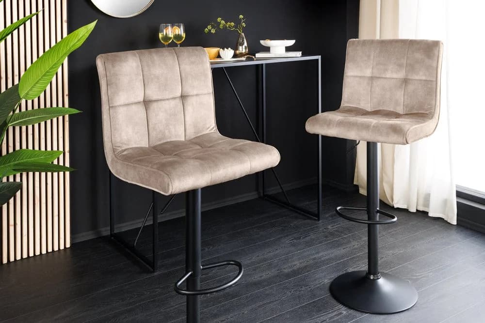 riess-ambiente Barhocker MODENA beige/schwarz Samt verstellbar - Bild 2