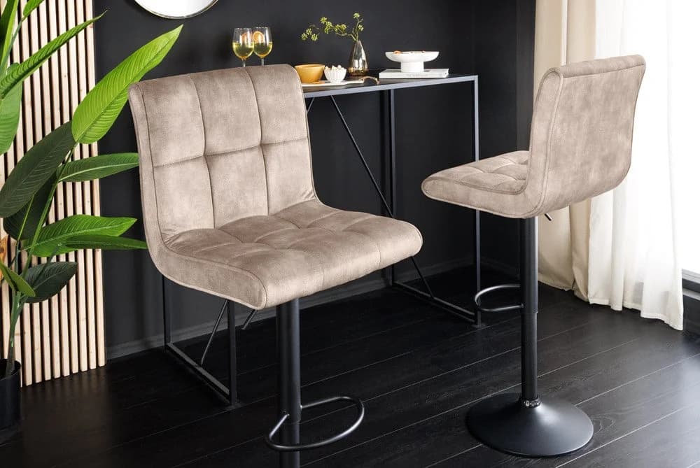 riess-ambiente Barhocker MODENA beige/schwarz Samt verstellbar - Bild 4