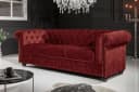 riess-ambiente Sofa CHESTERFIELD Rot Samt 3-Sitzer mit Goldnieten Bild 2