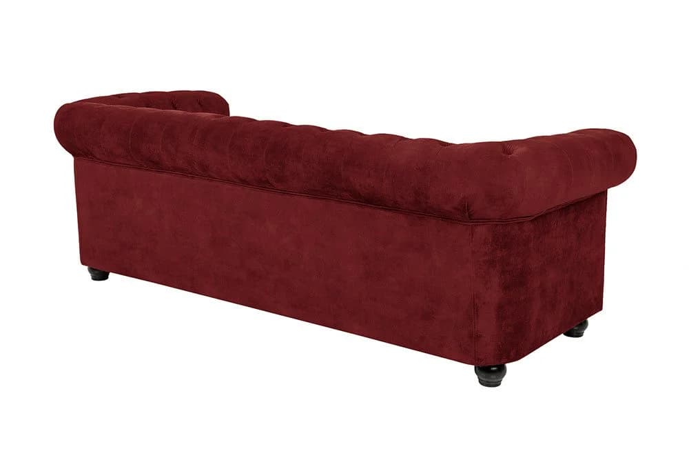 riess-ambiente Sofa CHESTERFIELD Rot Samt 3-Sitzer mit Goldnieten - Bild 4