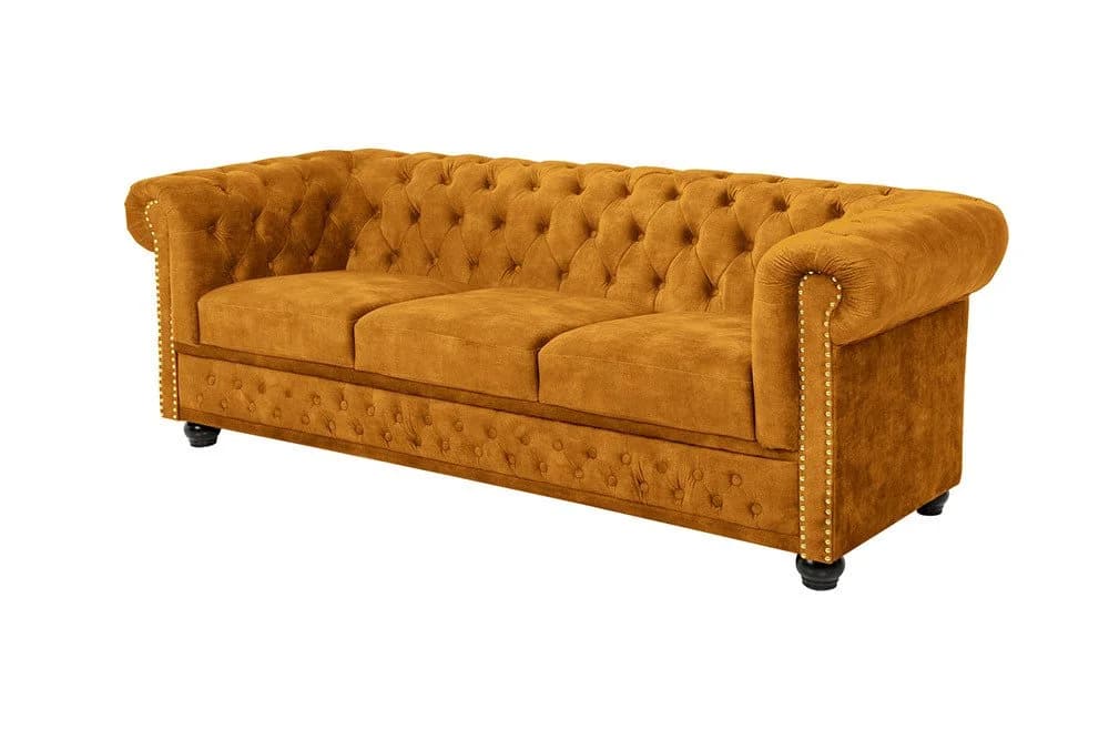 riess-ambiente Chesterfield Sofa 3-Sitzer Senfgelb Samt