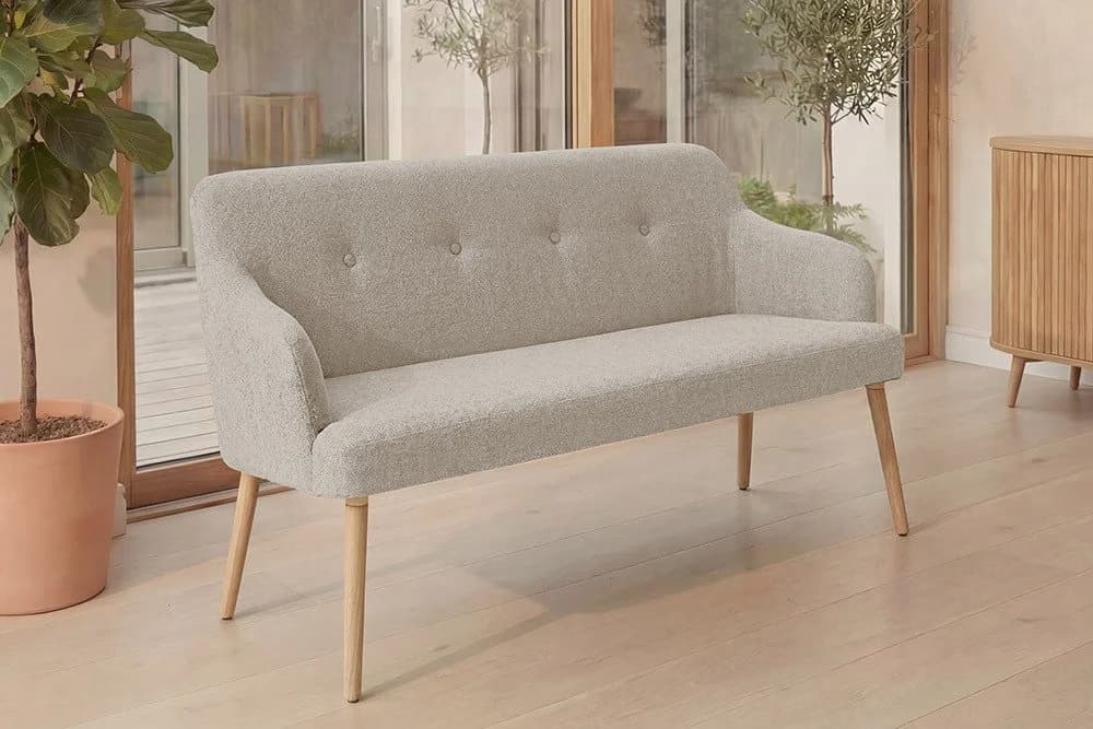 riess-ambiente Polsterbank SCANDINAVIA beige mit Armlehne Massivholz - Bild 2