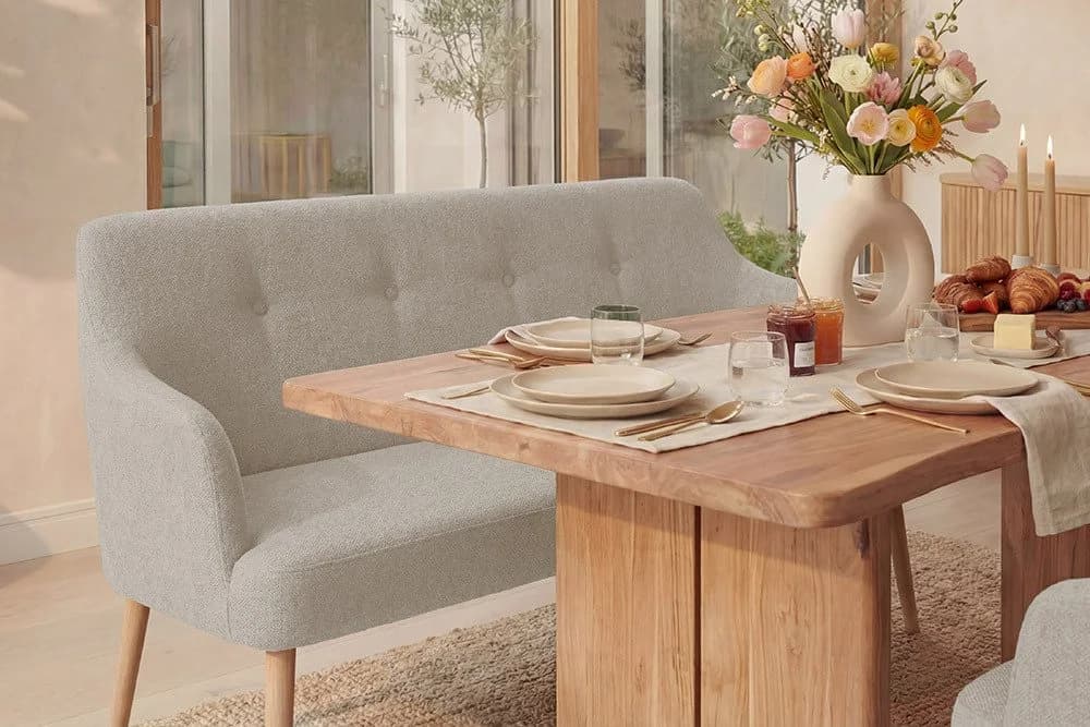 riess-ambiente Polsterbank SCANDINAVIA beige mit Armlehne Massivholz - Bild 5