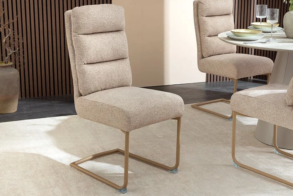 riess-ambiente Freischwinger COMFORT beige Strukturstoff Metall Wippfunktion - Bild 2