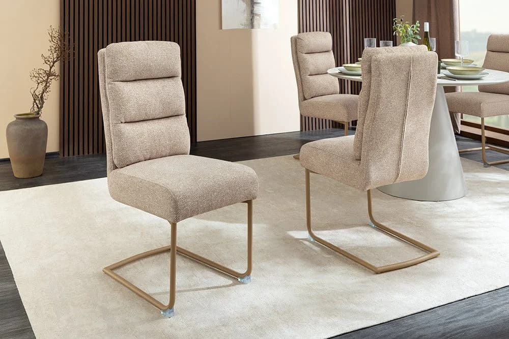 riess-ambiente Freischwinger COMFORT beige Strukturstoff Metall Wippfunktion - Bild 3