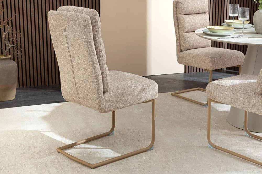 riess-ambiente Freischwinger COMFORT beige Strukturstoff Metall Wippfunktion - Bild 4