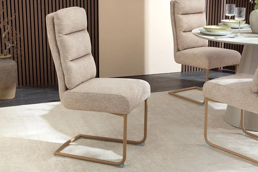 riess-ambiente Freischwinger COMFORT beige Strukturstoff Metall Wippfunktion - Bild 5