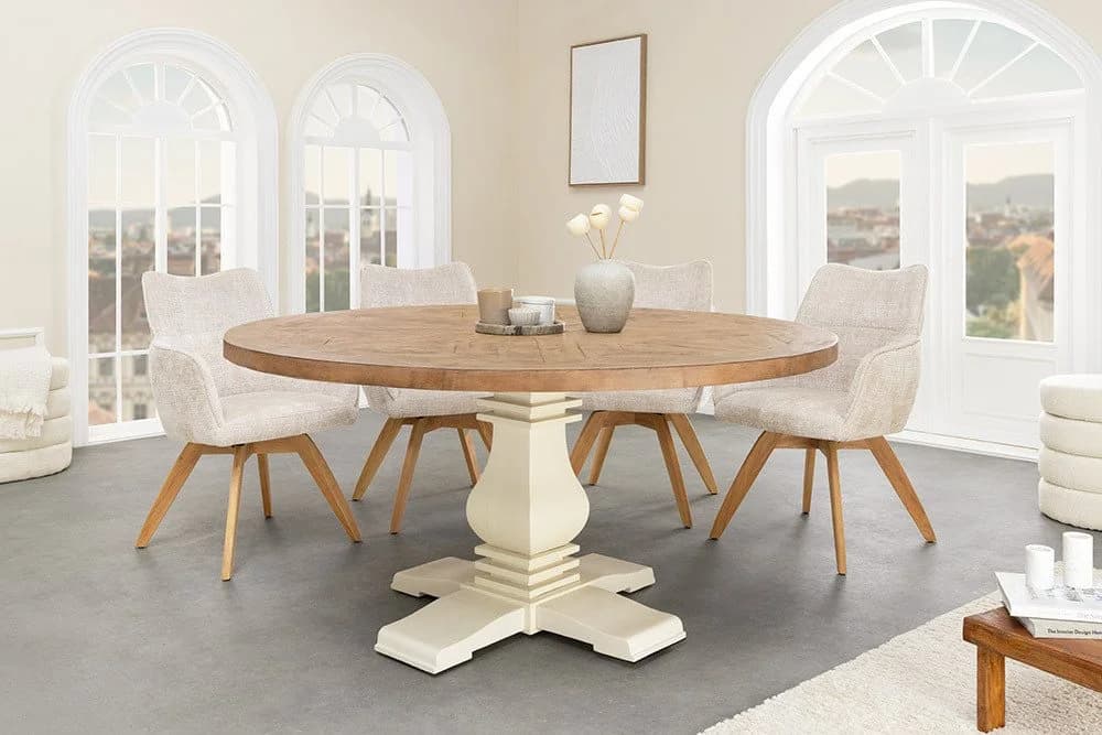 riess-ambiente Esstisch HAMPTONS 120 cm Hellbraun/Creme Pinienholz - Bild 3