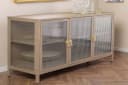 riess-ambiente Sideboard AMSTERDAM 105cm Beige/Gold Metall Riffelglas 3 Türen Bild 2