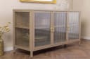 riess-ambiente Sideboard AMSTERDAM 105cm Beige/Gold Metall Riffelglas 3 Türen Bild 3