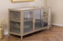 riess-ambiente Sideboard AMSTERDAM 105cm Beige/Gold Metall Riffelglas 3 Türen Bild 4