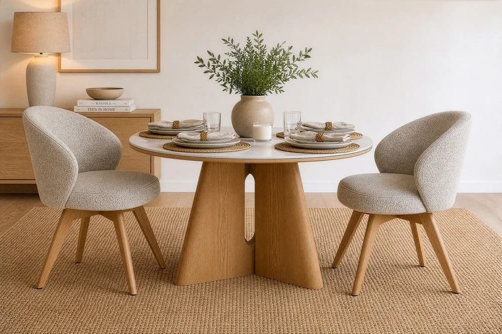 riess-ambiente Polsterstuhl WALKÜRE beige mit Drehfunktion & Armlehne - Bild 3