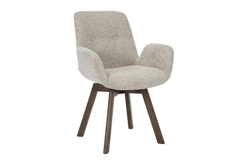 riess-ambiente Polsterstuhl BALTIC taupe Bouclé Eiche massiv 360° drehbar