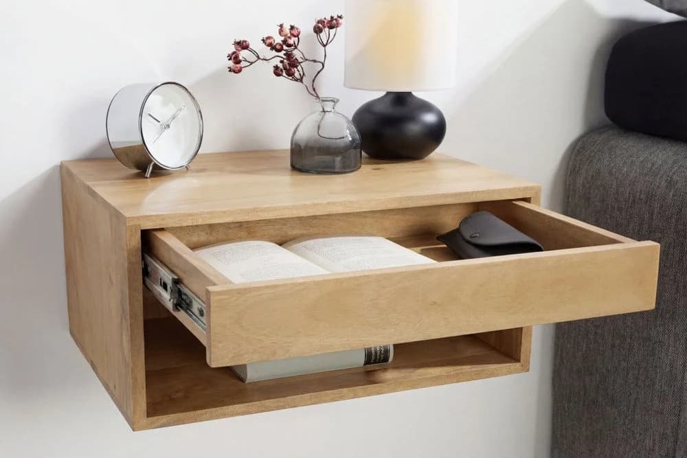 riess-ambiente Nachttisch PURE 50cm Mangoholz cream finish - Bild 3