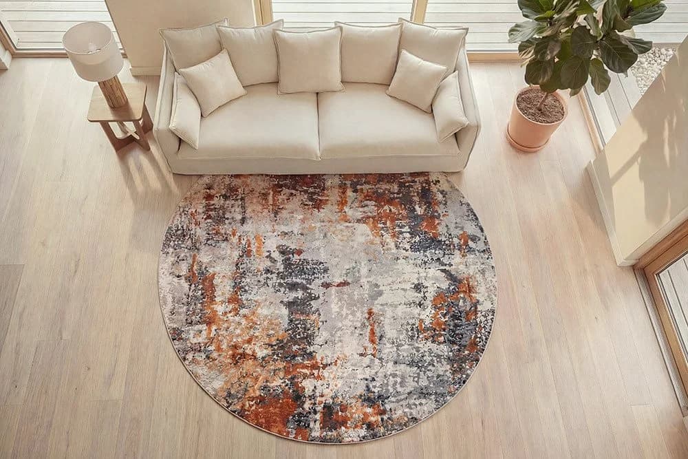 riess-ambiente Designteppich MODERN ART rund beige/grau/kupfer Kurzflor - Bild 2