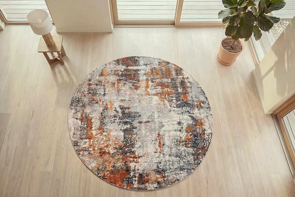 riess-ambiente Designteppich MODERN ART rund beige/grau/kupfer Kurzflor - Bild 4