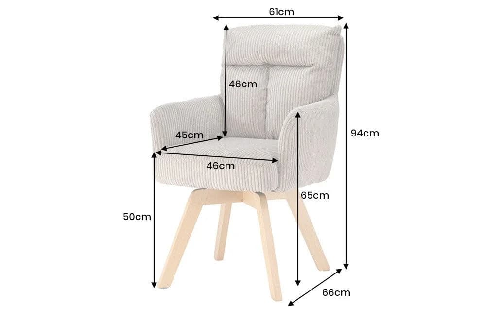 Riess-Ambiente Polsterstuhl BIG GEORGE Cord greige/natur, 360° drehbar - Bild 3