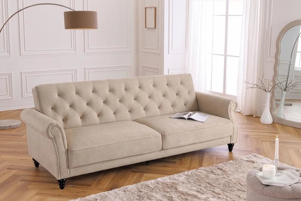 riess-ambiente Sofa MAISON BELLE AFFAIRE Samt Schlaffunktion beige - Bild 2