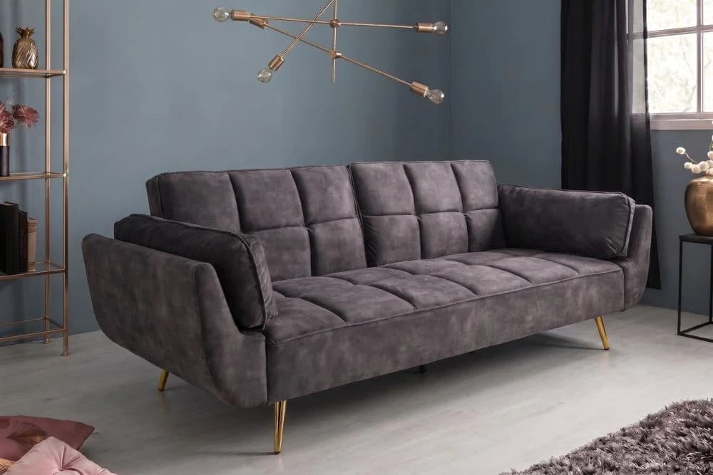 riess-ambiente Schlafsofa BOUTIQUE 215cm Samt 3-Sitzer grau/gold - Bild 2