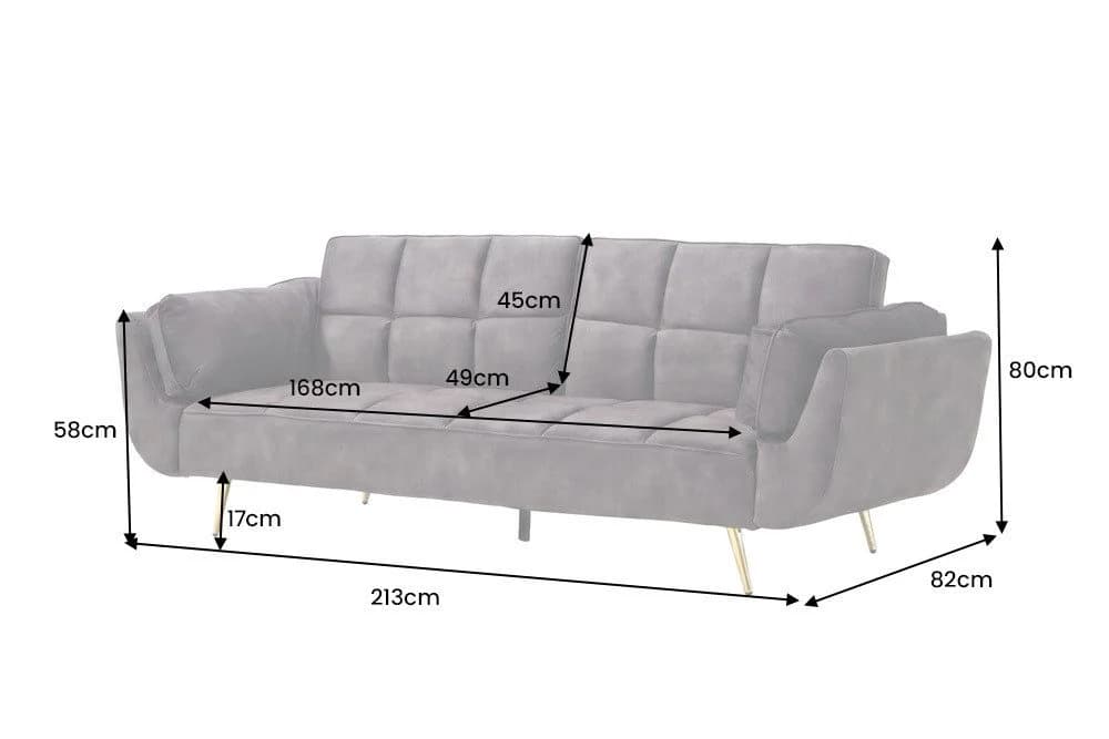 riess-ambiente Schlafsofa BOUTIQUE 215cm Samt 3-Sitzer grau/gold - Bild 3