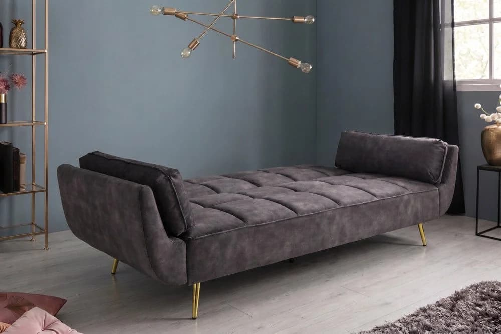 riess-ambiente Schlafsofa BOUTIQUE 215cm Samt 3-Sitzer grau/gold - Bild 5