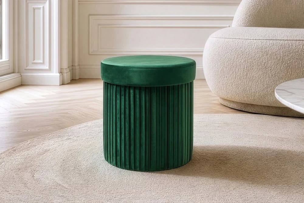 riess-ambiente Polsterhocker ÉLAN 40cm grün Samt faltbar mit Stauraum - Bild 2