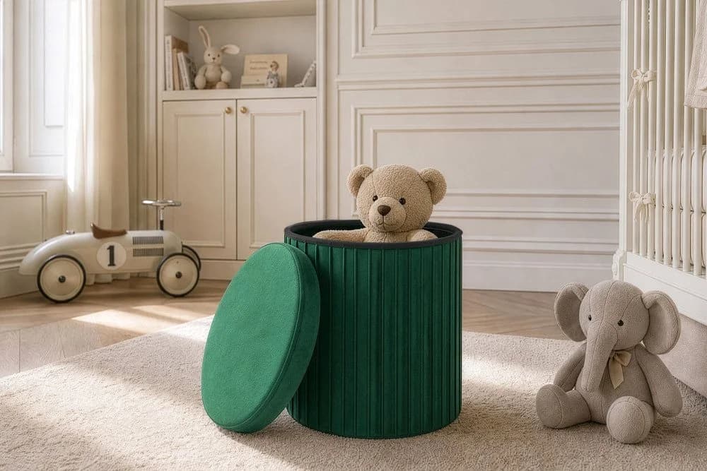 riess-ambiente Polsterhocker ÉLAN 40cm grün Samt faltbar mit Stauraum - Bild 5