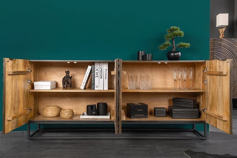 riess-ambiente Sideboard ZEN CIRCLES 180cm dunkelbraun Mango-Massivholz - Bild 4