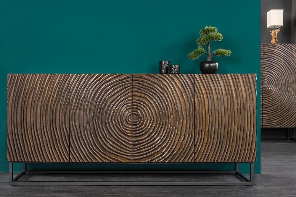 riess-ambiente Sideboard ZEN CIRCLES 180cm dunkelbraun Mango-Massivholz - Bild 5